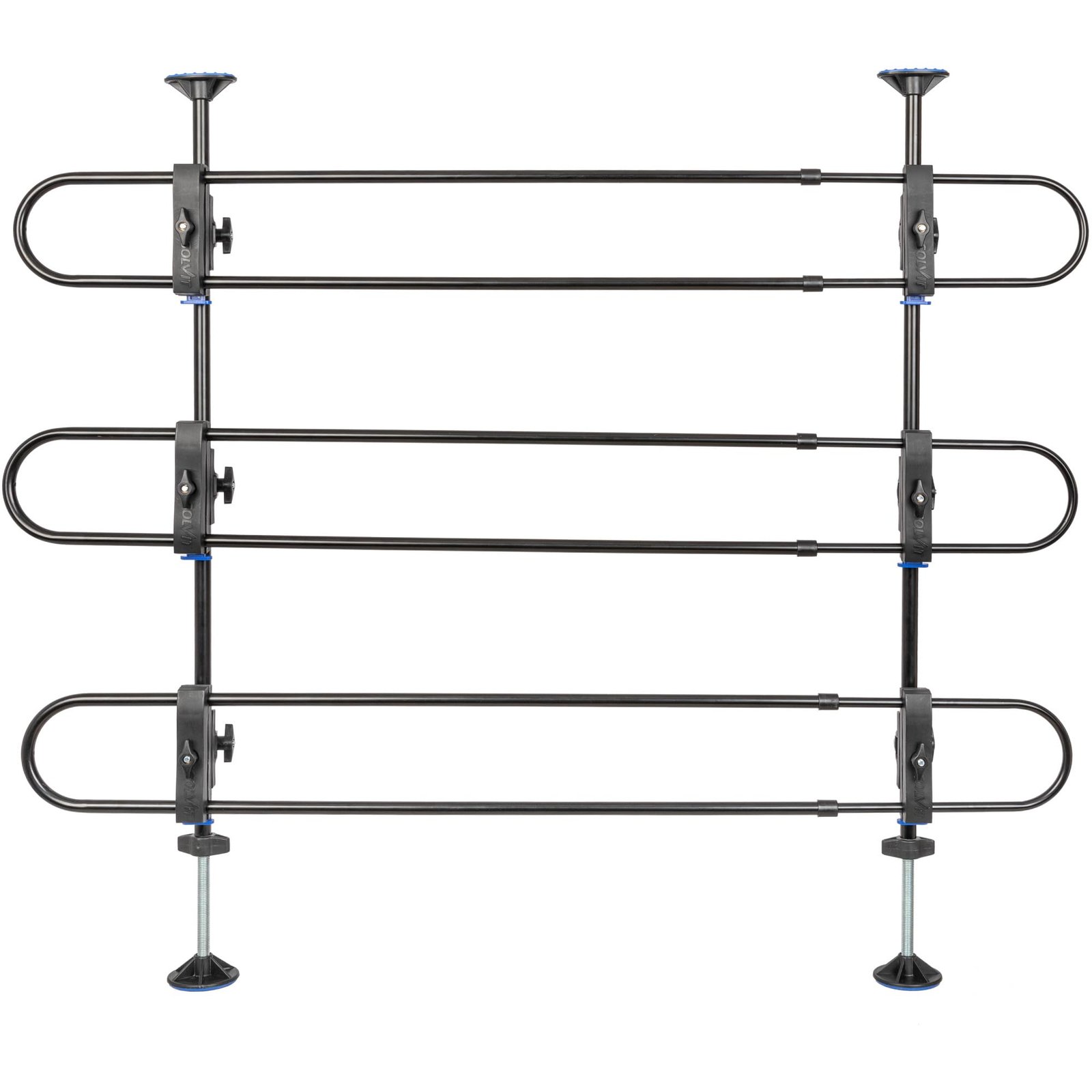 Black metal dog car barrier with adjustable horizontal bars
