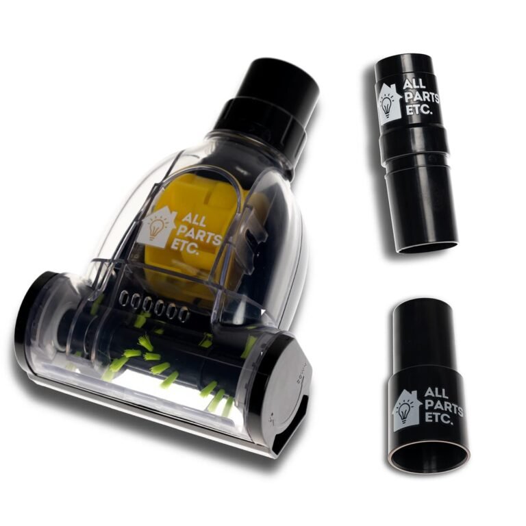 Vacuum cleaner attachment with transparent head and two black extension pieces
