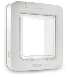 White SureFlap pet door with a clear flap and locking mechanism