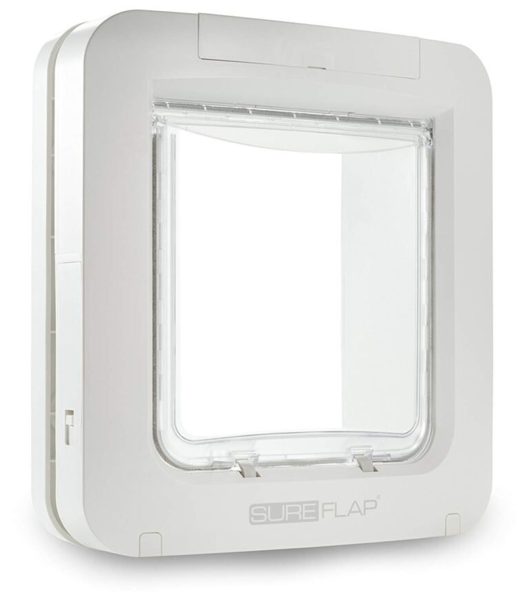 White SureFlap pet door with a clear flap and locking mechanism