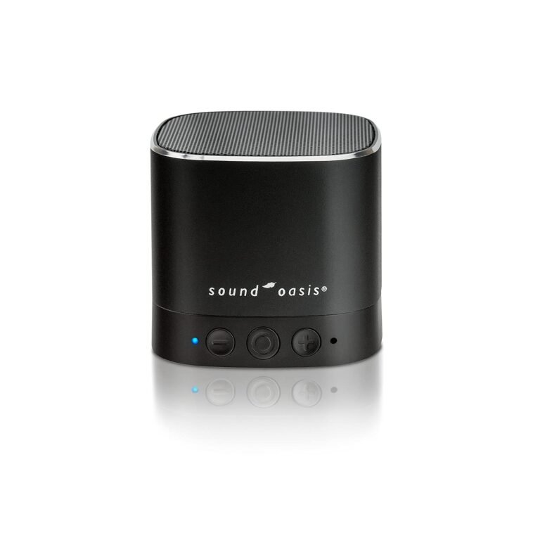 Black Sound Oasis sound machine with buttons and speaker grill