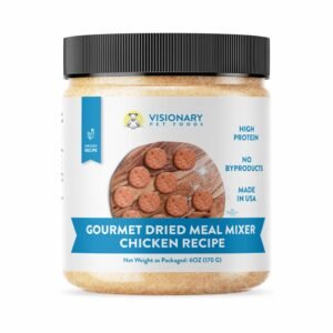 Jar of Visionary Pet Foods gourmet dried meal mixer, chicken recipe