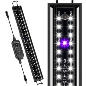 Aquarium LED light fixture with controller, bright white and purple lights