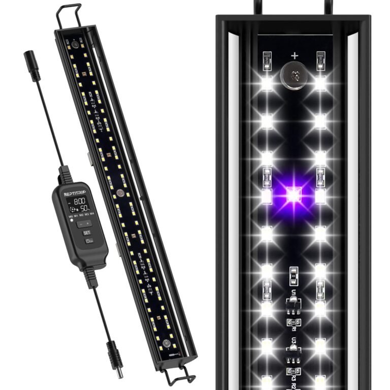 Aquarium LED light fixture with controller, bright white and purple lights