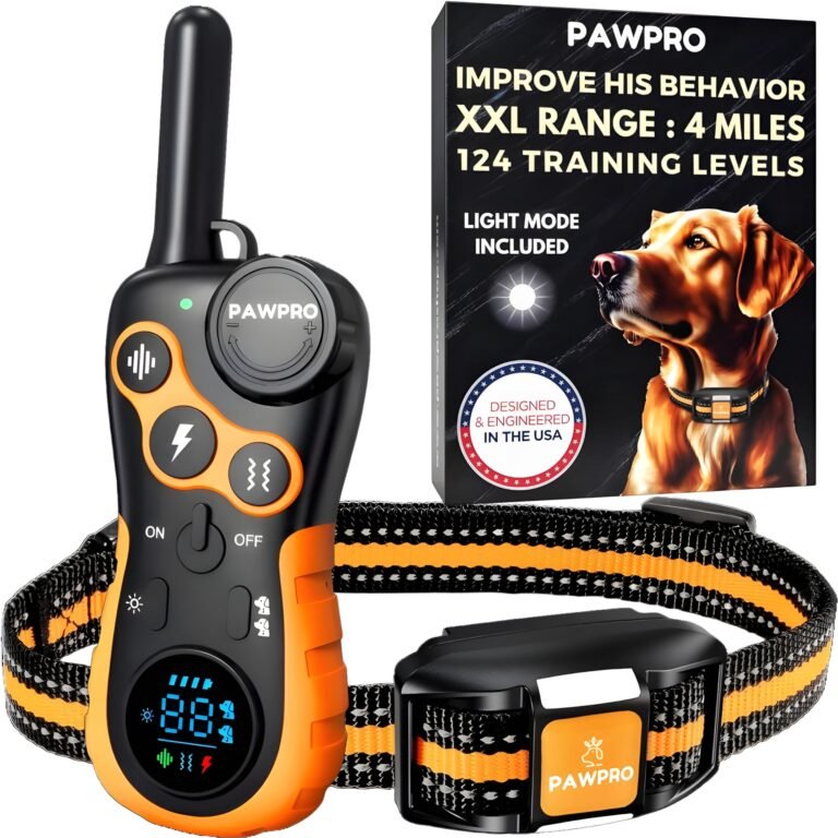 PAWPRO dog training collar set with remote, collar, and box